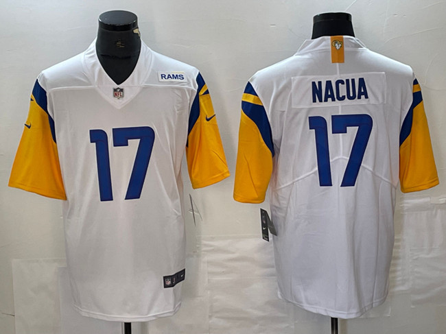 Men's Los Angeles Rams #17 Puka Nacua White Vapor Untouchable Limited Stitched Jersey